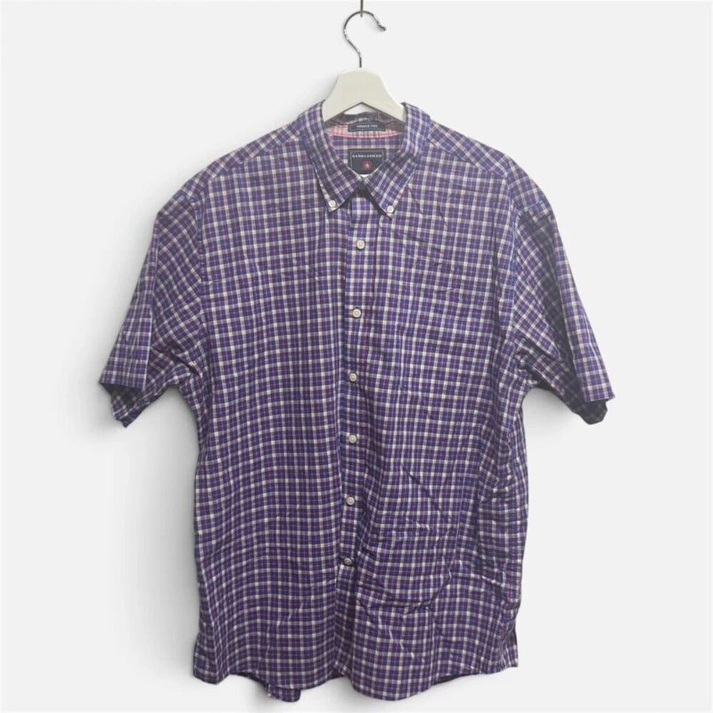 Saddlebred XL Short Sleeve Plaid Button Down Men’s Wrinkle Free Shirt